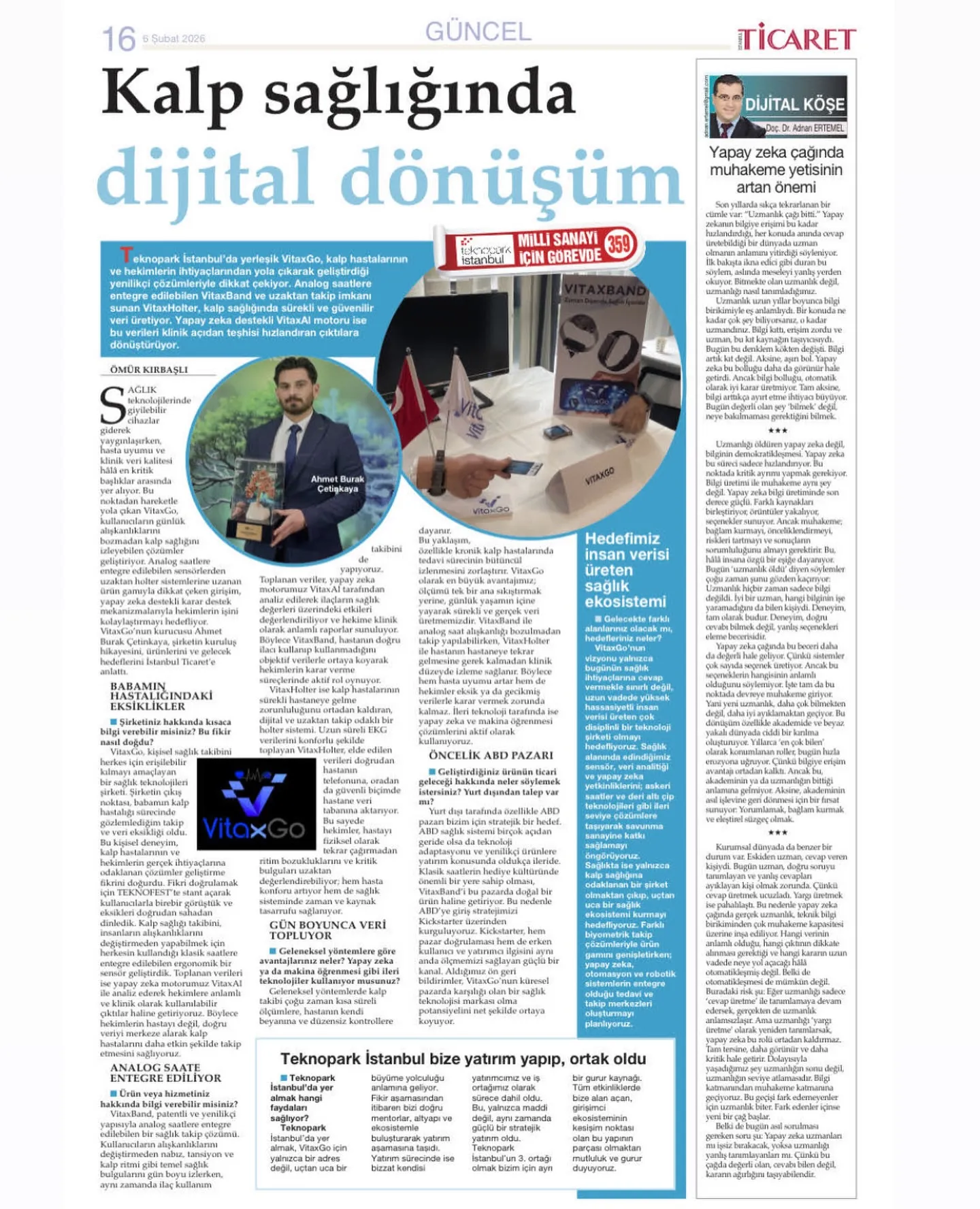 VitaxGo Ticaret Gazetesinde Şubat Sayısında
